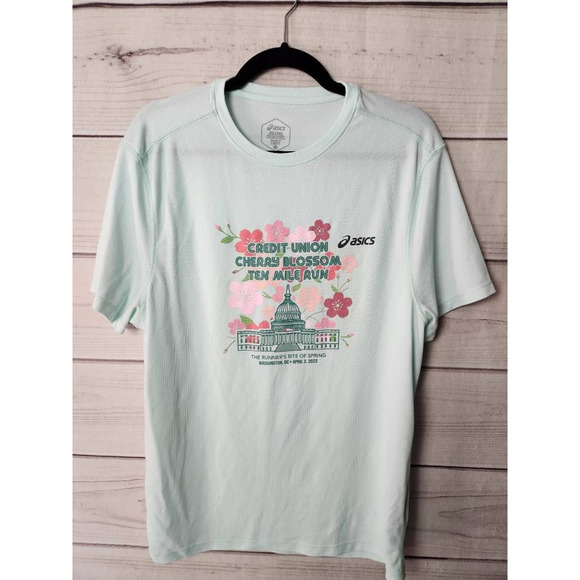 Cherry Blossom Ten Mile Run Womens Asics T-Shirt Multicolor‎ Short Sleeve Crew L - Picture 1 of 6